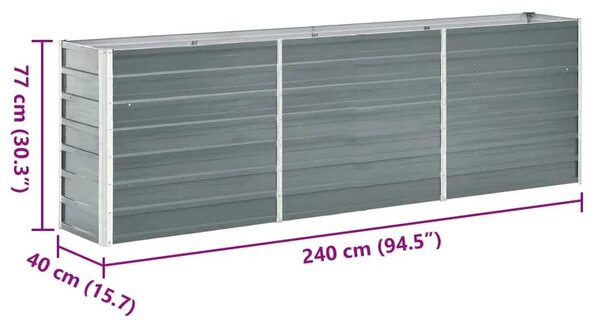 Povišena gredica - Vrtna gredica od pocinčanog čelika 240x40x77 cm siva - Siva 240 x 40 x 77 cm 1 240 x 40 x 77 cm
