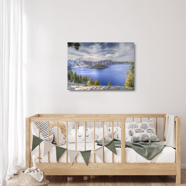 Staklena slika planinskog jezera (70x50 cm)