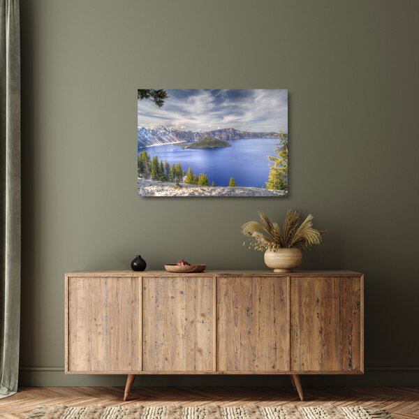 Staklena slika planinskog jezera (70x50 cm)