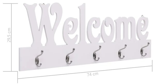 Zidna vješalica za kapute WELCOME bijela 74 x 29 5 cm - bijela (welcome) 1 Bijela (welcome)