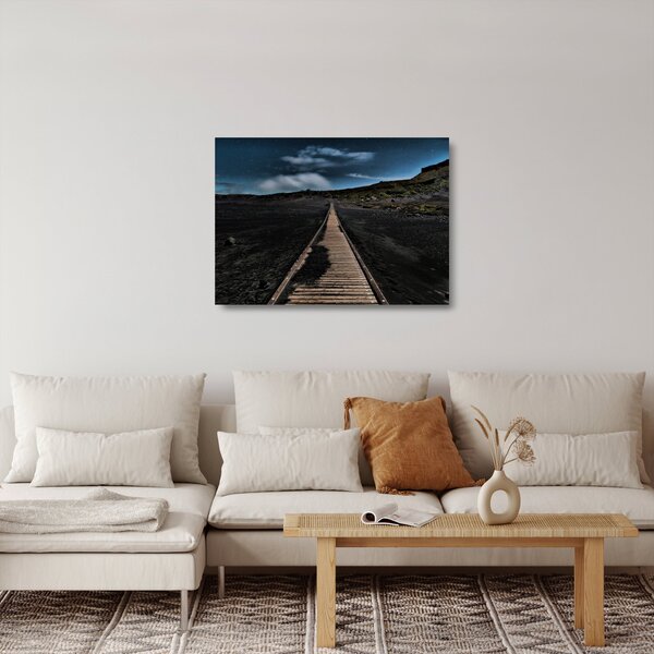 Staklena slika drvene staze u sumrak (70x50 cm)