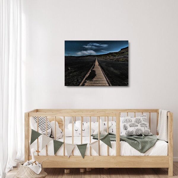 Staklena slika drvene staze u sumrak (70x50 cm)