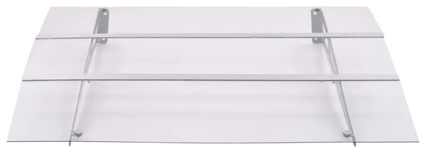 Nadstrešnica za vrata srebrna i prozirna 120x90 cm polikarbonat - 120 x 90 cm 1 120 x 90 cm