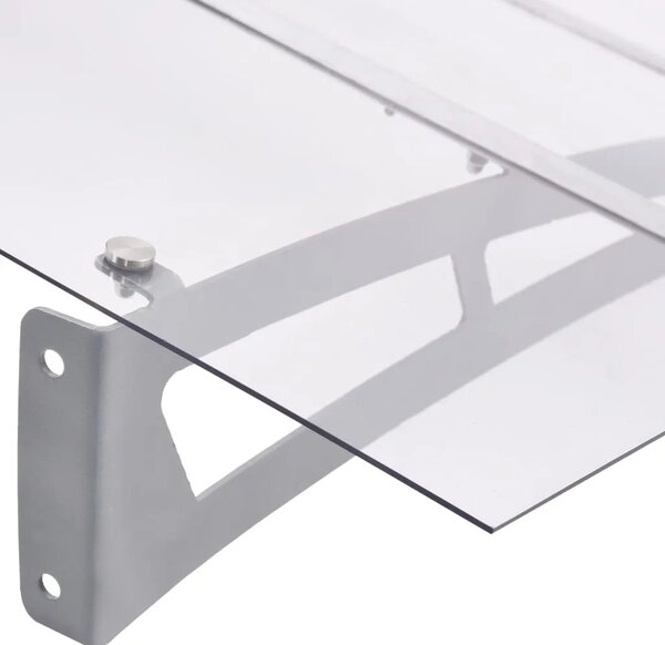 Nadstrešnica za vrata srebrna i prozirna 120x90 cm polikarbonat - 120 x 90 cm 1 120 x 90 cm