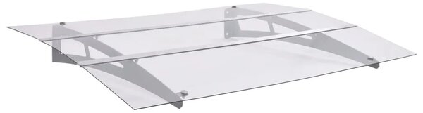 Nadstrešnica za vrata srebrna i prozirna 120x90 cm polikarbonat - 120 x 90 cm 1 120 x 90 cm