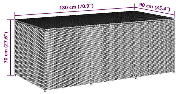 Vrtna kutija za pohranu od poliratana 180 x 90 x 70 cm siva - Siva 180 x 90 x 70 cm Siva 180 x 90 x 70 cm