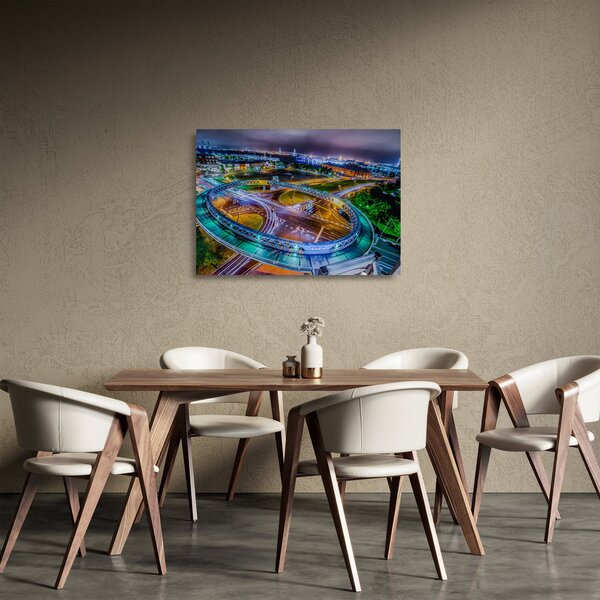 Staklena slika - panorama noćnog grada (70x50 cm)