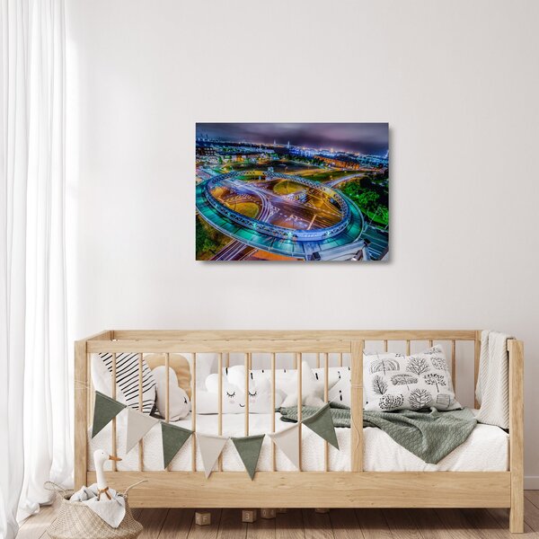 Staklena slika - panorama noćnog grada (70x50 cm)
