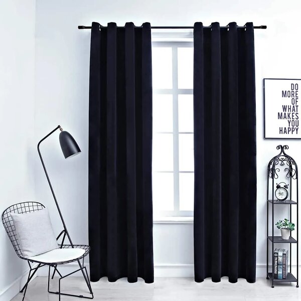 Zavjese za zamračivanje 2 kom baršunaste crne 140 x 225 cm - Crna 140 x 225 cm 2 Crna