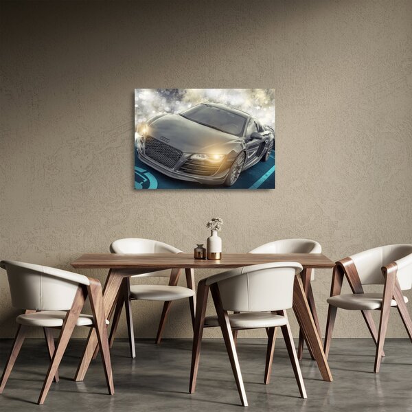 Staklena slika automobila Audi - sivi (70x50 cm)