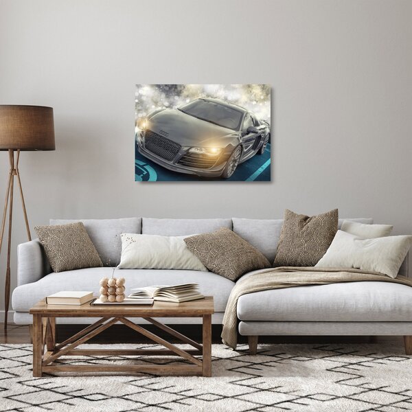 Staklena slika automobila Audi - sivi (70x50 cm)