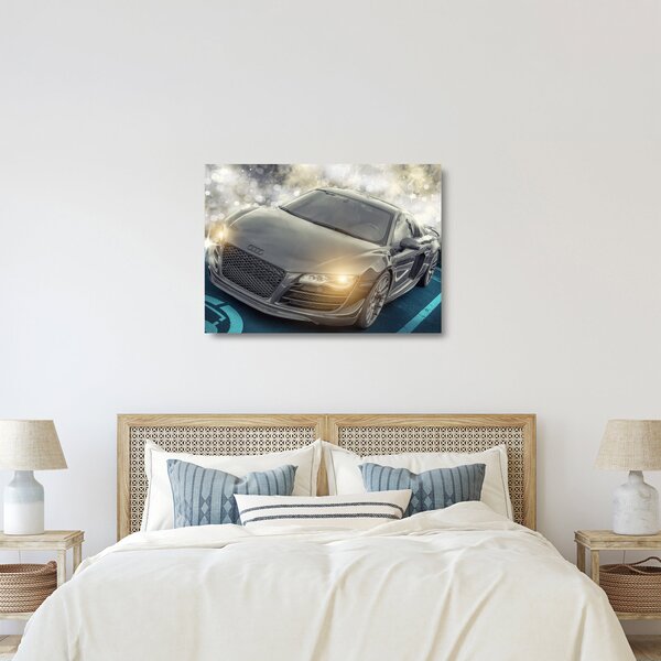 Staklena slika automobila Audi - sivi (70x50 cm)