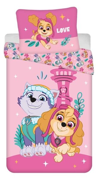 Dječja posteljina od mikrovlakana PAW PATROL Skye & Everest ružičasta Dimenzije posteljine: 70 x 90 cm | 140 x 200 cm