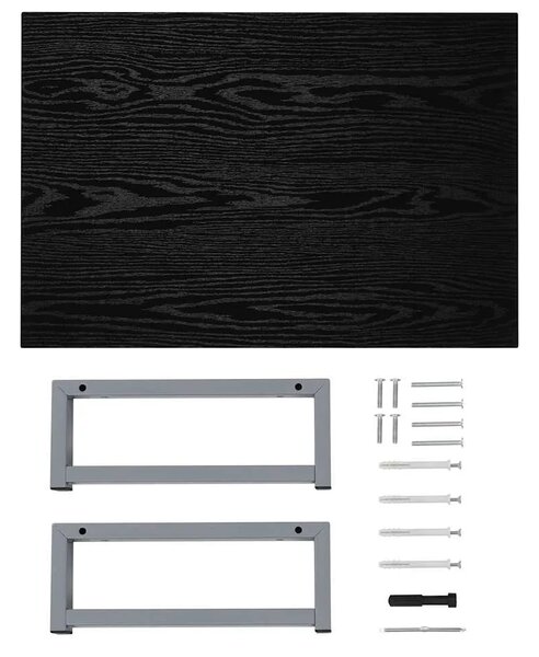 Dvodijelni set kupaonskog namještaja keramički crni - Crna polica od 60 cm i okrugli umivaonik od 40 cm 2 1