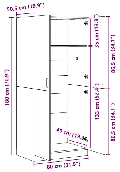 Ormar crni 80 x 52 x 180 cm od konstruiranog drva - Crna 1 1 Crna