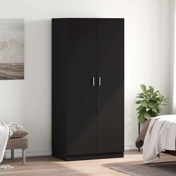 Ormar crni 80 x 52 x 180 cm od konstruiranog drva - Crna 1 1 Crna