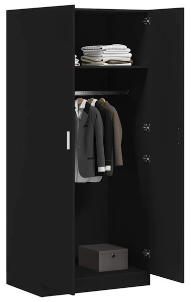 Ormar crni 80 x 52 x 180 cm od konstruiranog drva - Crna 1 1 Crna