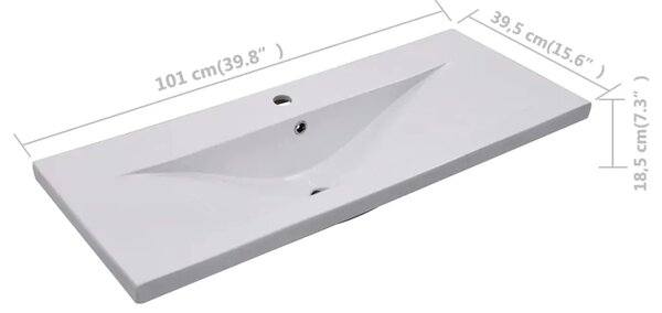 Ugradbeni Lavabo - Umivaonik 101 x 39 5 x 18 5 cm keramički bijeli - 101 x 39.5 x 18.5 cm 101 x 39.5 x 18.5 cm