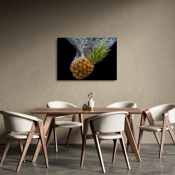 Staklena slika ananasa u vodi (70x50 cm)