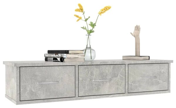 Zidna polica s ladicama 88x26x18 5 cm konstruirano drvo - Beton siva 90 cm 1 1