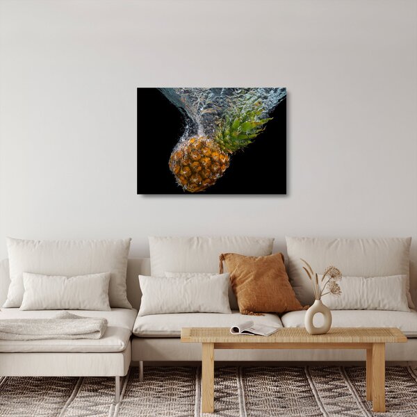Staklena slika ananasa u vodi (70x50 cm)