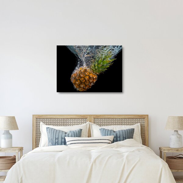 Staklena slika ananasa u vodi (70x50 cm)