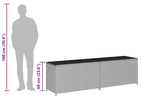 Vrtna kutija za pohranu od poliratana 200 x 50 x 60 cm siva - Siva 200 x 50 x 60 cm Siva 200 x 50 x 60 cm