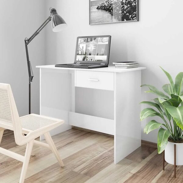 Radni stol visoki sjaj bijeli 100x50x76 cm konstruirano drvo - Visoko sjajno bijela Visoko sjajno bijela