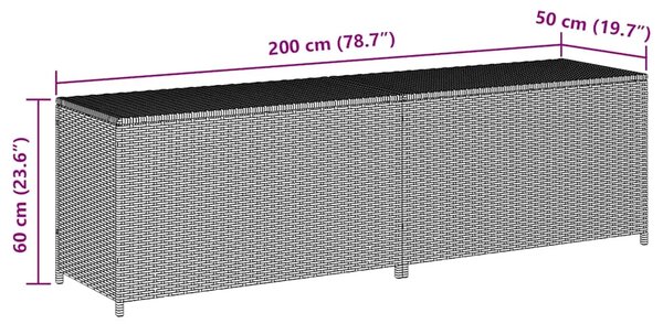 Vrtna kutija za pohranu od poliratana 200 x 50 x 60 cm siva - Siva 200 x 50 x 60 cm Siva 200 x 50 x 60 cm