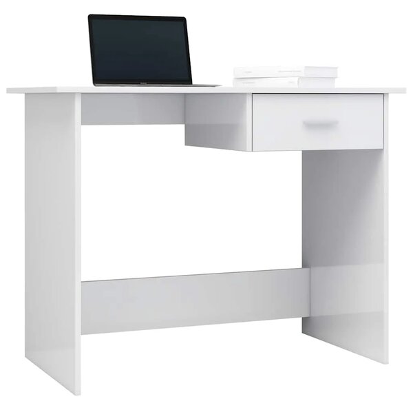 Radni stol visoki sjaj bijeli 100x50x76 cm konstruirano drvo - Visoko sjajno bijela Visoko sjajno bijela