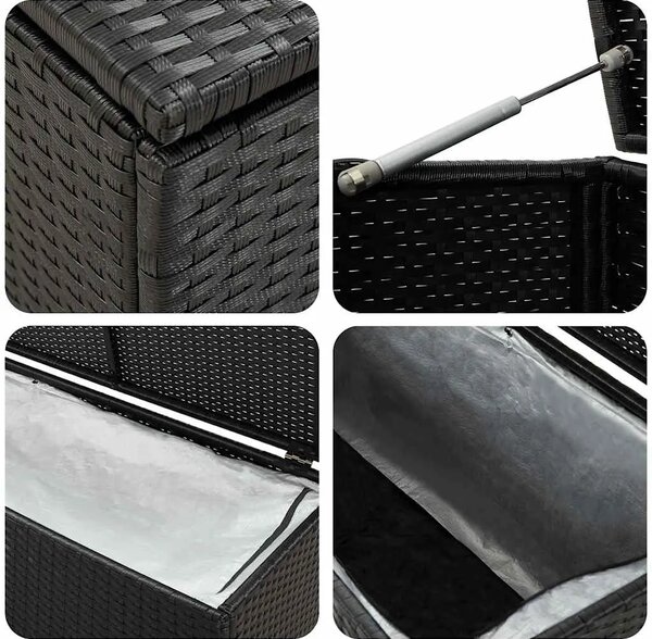 Vrtna kutija za pohranu od poliratana 100 x 50 x 50 cm crna - Crna 100 x 50 x 50 cm Crna 100 x 50 x 50 cm