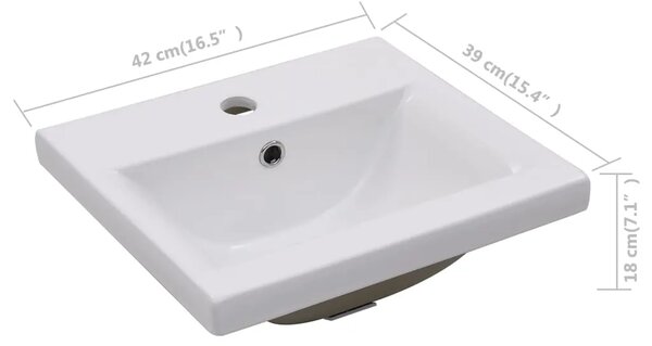 Ugradbeni Lavabo - Umivaonik 42 x 39 x 18 cm keramički bijeli - 42 x 39 x 18 cm 42 x 39 x 18 cm