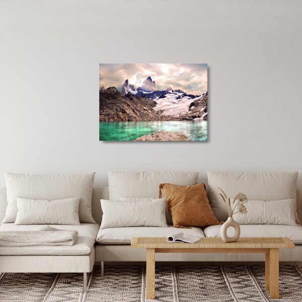 Staklena slika planinskog jezera (70x50 cm)