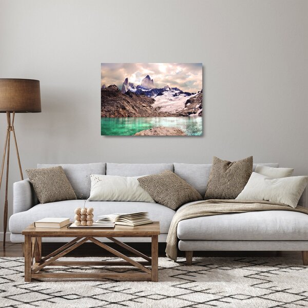 Staklena slika planinskog jezera (70x50 cm)