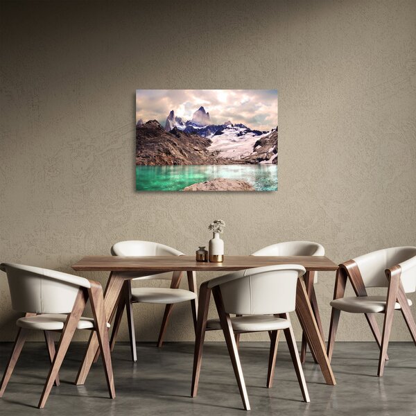 Staklena slika planinskog jezera (70x50 cm)