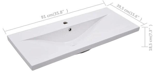 Ugradbeni Lavabo - Umivaonik 91 x 39 5 x 18 5 cm keramički bijeli - 91 x 39.5 x 18.5 cm 91 x 39.5 x 18.5 cm