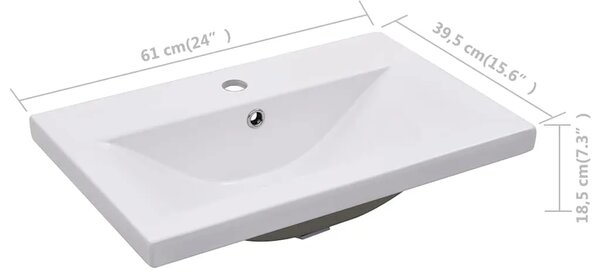 Ugradbeni Lavabo - Umivaonik 61 x 39 5 x 18 5 cm keramički bijeli - 61 x 39.5 x 18.5 cm 61 x 39.5 x 18.5 cm