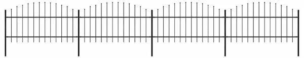 Vrtna ograda s vrhom koplja Čelik 671 x 125 cm Crna - Crna 1 671 cm 100-125 cm