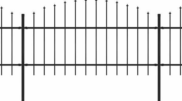 Vrtna ograda s vrhom koplja Čelik 671 x 125 cm Crna - Crna 1 671 cm 100-125 cm