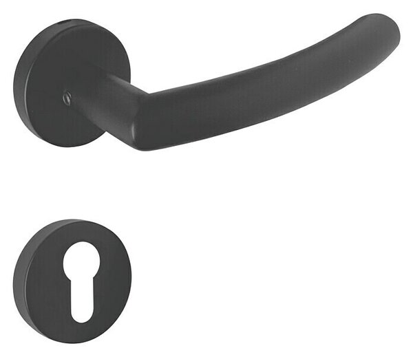 Lienbacher Set kvaka za sobna vrata za cilindar Cuba Black Line (Plemeniti čelik, Oblik kvake: Ravni oblik, Crne boje, profil cilindar)