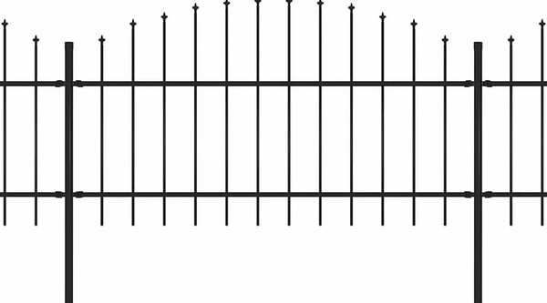 Vrtna ograda s vrhom koplja Čelik 504x125 cm Crna - Crna 1 504 cm 100-125 cm