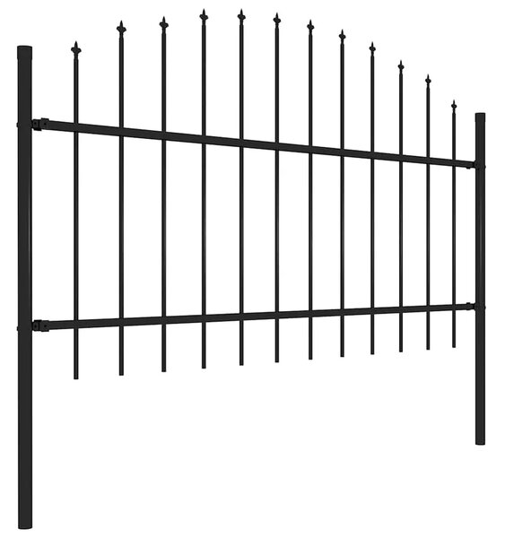 Vrtna ograda s vrhom koplja Čelik 504x125 cm Crna - Crna 1 504 cm 100-125 cm