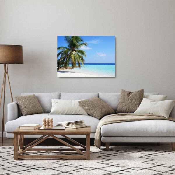 Staklena slika palme na plaži (70x50 cm)