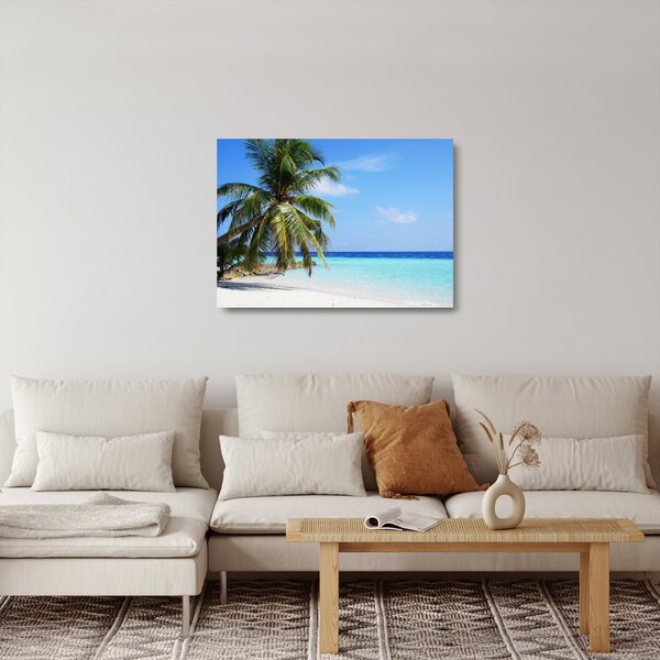 Staklena slika palme na plaži (70x50 cm)
