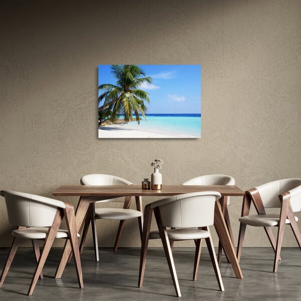 Staklena slika palme na plaži (70x50 cm)