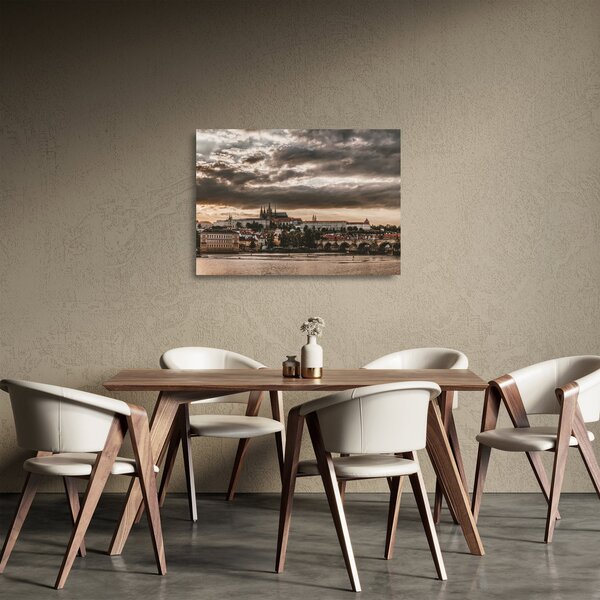Staklena slika Praškog dvorca u sumrak (70x50 cm)