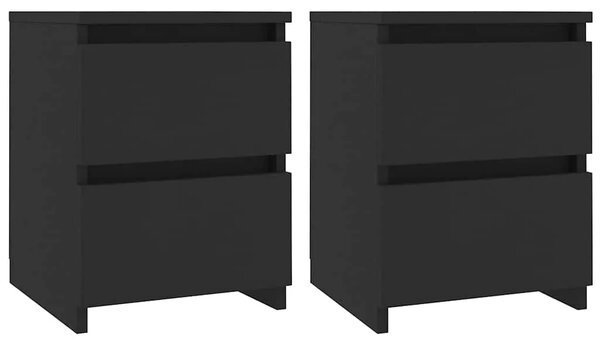 Noćni ormarići 2 kom crni 30 x 30 x 40 cm od konstruiranog drva - Crna 2 Crna 2