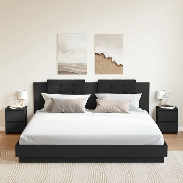 Noćni ormarići 2 kom crni 30 x 30 x 40 cm od konstruiranog drva - Crna 2 Crna 2