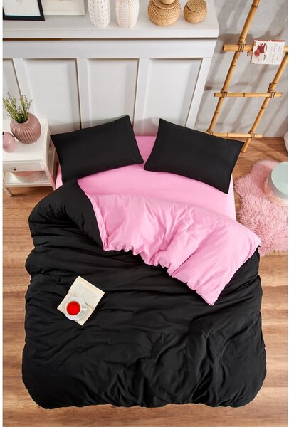Crna/ružičasta posteljina za krevet za jednu osobu/za produženi krevet s uključenom plahtom/3-dijelna 160x220 cm Classic – Mila Home