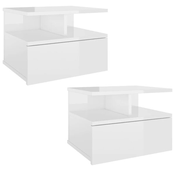 Viseći noćni ormarići 2 kom sjajni 40x31x27cm konstruirano drvo - Visoko sjajno bijela 2 Visoko sjajno bijela 2